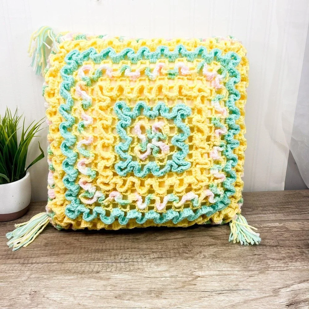 Vintage‎ Knit Pillow, Pastel Nursery Decor